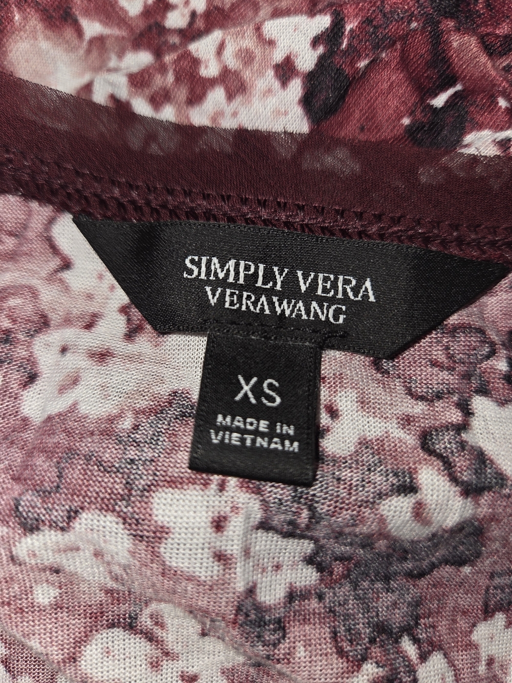 Simply Vera Vera Wang Burgundy Floral Short-Sleeve Tee - Picture 8 of 11